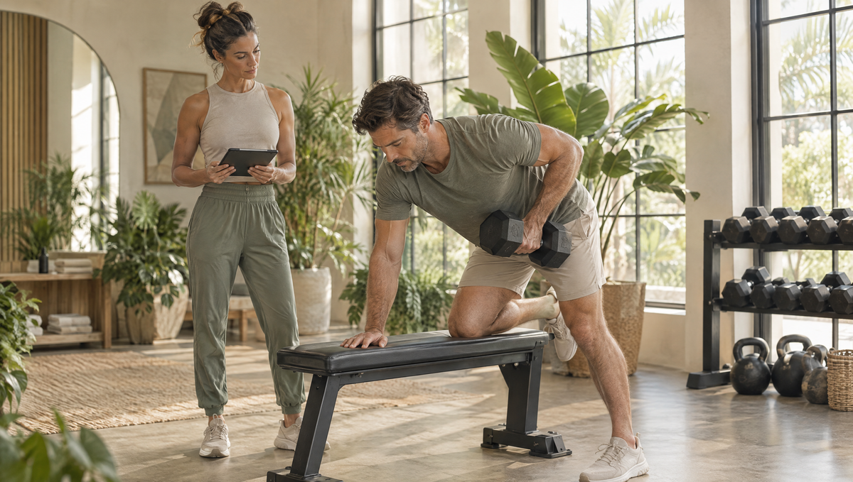 Client strength training with a coach