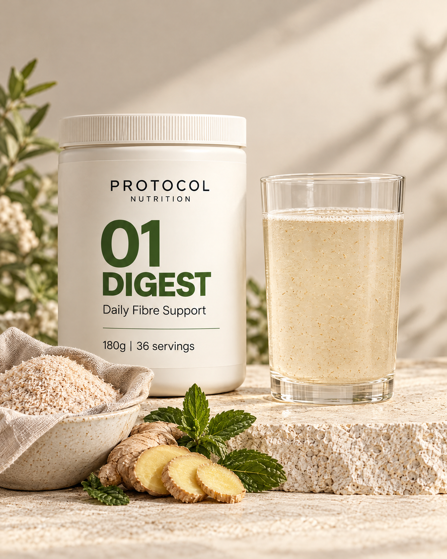 DIGEST with a glass of water, ginger and peppermint